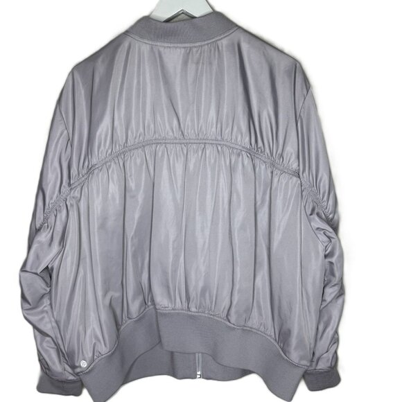 NWOT Zella Silver Gray Purple Bomber Athletic Jacket, Full Zip, Size 2x - Picture 2 of 6